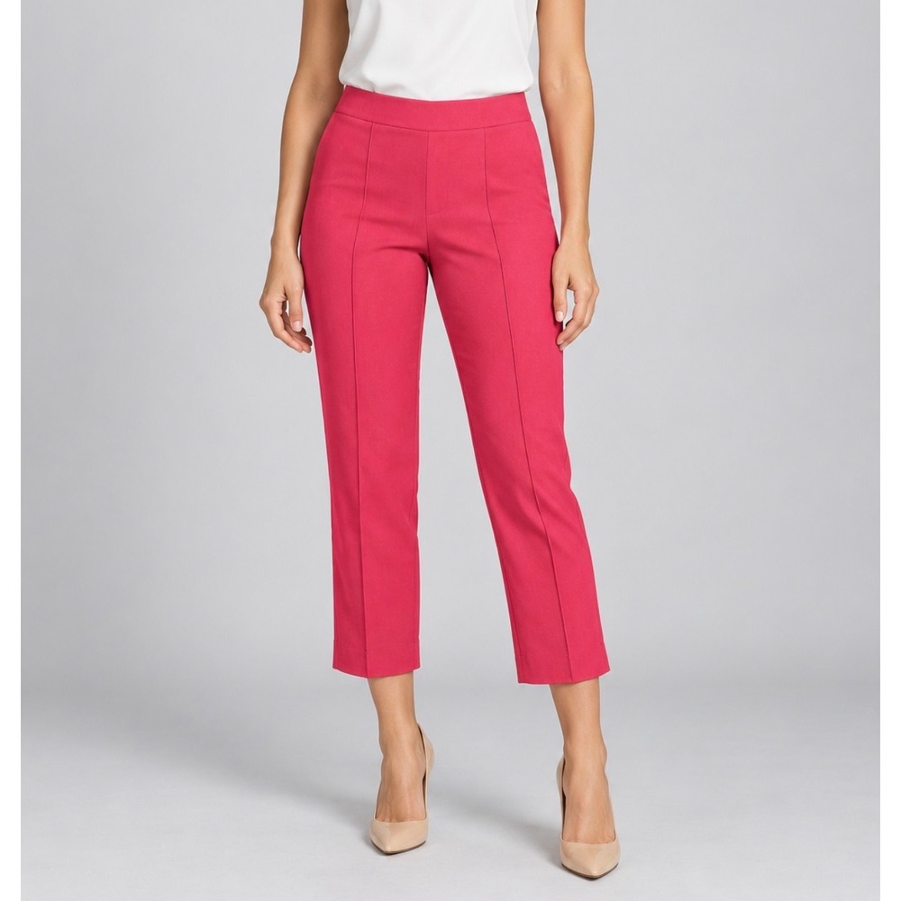 Rafaella Womens Pintuck Crop Pants Size 8 Raspberry Pink Business Casual